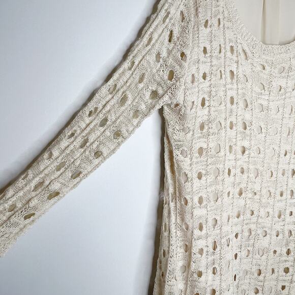 A'reve Chiffon And Lace Romantic Cream Blouse With Ruffled Insert Size M/L - Picture 8 of 8